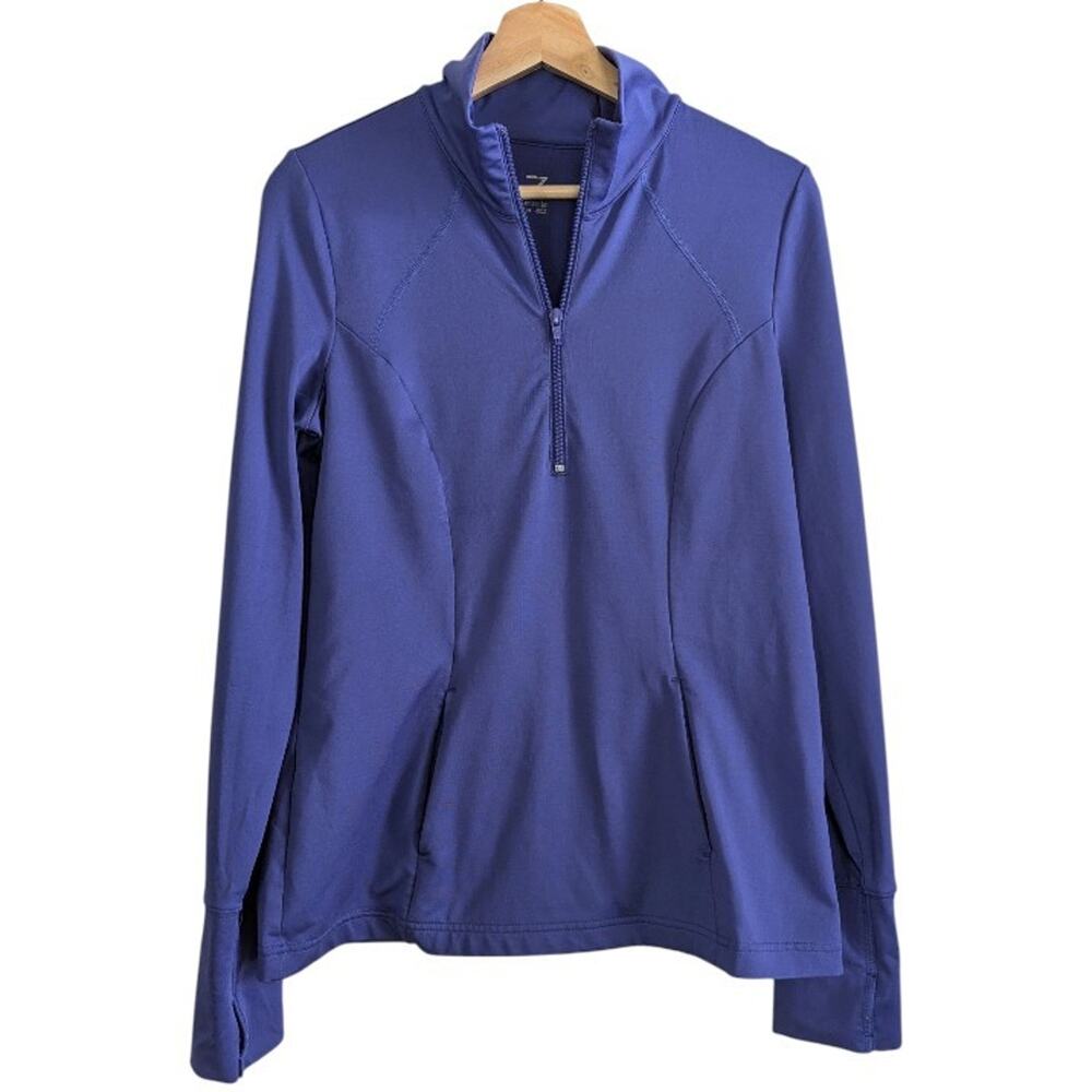 Z by Zella Womens Top Quarter Zip Thumbholes Mock Neck Long Sleeve Purple Size M